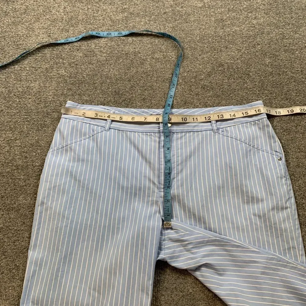 Ralph Lauren Golf Shorts Womens 8 Blue White Cotton Blend Striped Bermuda ZipFly - Picture 3 of 9